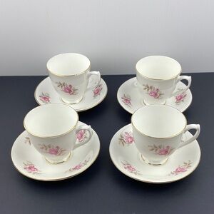 Vintage Florence Bone China Tea Cup and Saucer Set Pink floral